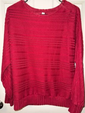 Women's Red Lightweight Stripe Knit Sweater